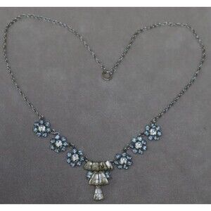 Deco Sterling Star-Art Rhinestone Necklace